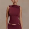 Top Bridget con espalda cruzada – Burdeos