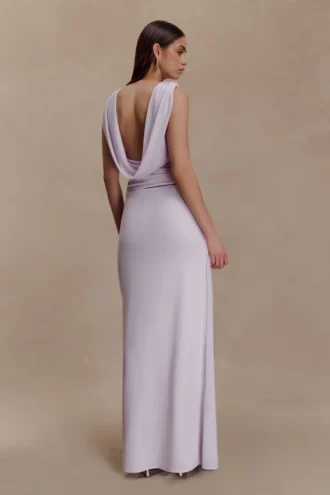 Falda larga ajustada Bridget con detalles metálicos – Lila empolvado Falda larga ajustada Bridget con detalles metálicos – Lila empolvado