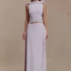 Falda larga ajustada Bridget con detalles metálicos – Lila empolvado Falda larga ajustada Bridget con detalles metálicos – Lila empolvado