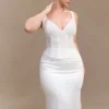 Top bustier con perlas Elsie – Blanco