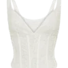 Top bustier con perlas Elsie – Blanco