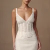 Top bustier con perlas Elsie – Blanco
