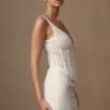 Top bustier con perlas Elsie – Blanco