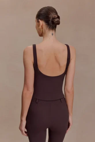Top camisola de crepé elástico Blanca – Chocolate