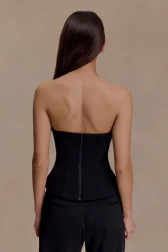 Top corsé abotonado Arla – Negro