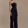 Pantalones rectos de satén Fatima – Negro Pantalones rectos de satén Fatima – Negro