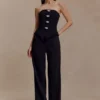 Pantalones rectos de satén Fatima – Negro Pantalones rectos de satén Fatima – Negro
