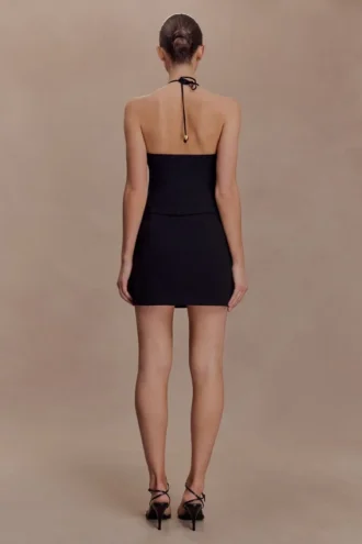 Top de algodón Abeda con detalles metálicos – Negro