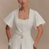 Top de algodón Liberty de manga corta – Blanco