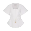 Top de algodón Liberty de manga corta – Blanco