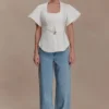 Top de algodón Liberty de manga corta – Blanco