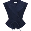 Top de Denim estructurado con lazo Charley – Azul índigo