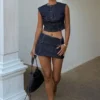 Top de denim sin mangas Loraine – Rayas finas índigo Top de denim sin mangas Loraine – Rayas finas índigo