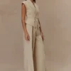 Pantalón de lino de talle medio y pierna ancha Raya – Beige natural Pantalón de lino de talle medio y pierna ancha Raya – Beige natural