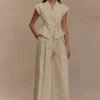 Pantalón de lino de talle medio y pierna ancha Raya – Beige natural Pantalón de lino de talle medio y pierna ancha Raya – Beige natural