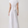 Pantalones de lino de talle medio y pierna ancha Raya – Blanco