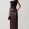 Falda midi de imitación de piel de cocodrilo Thalia – Merlot Falda midi de imitación de piel de cocodrilo Thalia – Merlot