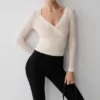 Top de malla de manga larga Lumi – Color hueso