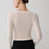 Top de malla de manga larga Lumi – Color hueso