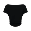 Top de manga corta con volantes de modal Talise – Negro