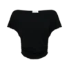 Top de manga corta con volantes de modal Talise – Negro