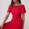 Top de manga corta con volantes de modal Talise – Rojo Top de manga corta con volantes de modal Talise – Rojo