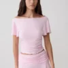 Top de manga corta con volantes de modal Talise – Rosa ballet