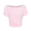 Top de manga corta con volantes de modal Talise – Rosa ballet