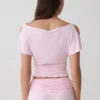 Top de manga corta con volantes de modal Talise – Rosa ballet