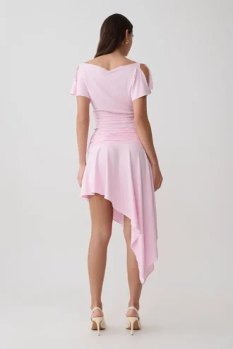 Falda midi con volantes de modal Talise – Rosa ballet
