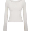 Top de manga larga de punto elástico de lana merino de Paedyn – Marfil Top de manga larga de punto elástico de lana merino de Paedyn – Marfil