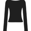 Top de manga larga de punto elástico de lana merino Paedyn – Negro Top de manga larga de punto elástico de lana merino Paedyn – Negro