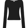 Top de manga larga de punto elástico de lana merino Paedyn – Negro Top de manga larga de punto elástico de lana merino Paedyn – Negro