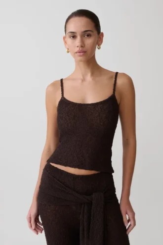 Top de punto bouclé Mattais – Chocolate oscuro