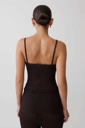 Top de punto bouclé Mattais – Chocolate oscuro