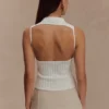 Top de punto con cuello alto Oona – Marfil