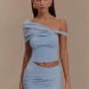 Top de punto fruncido Irene – Azul
