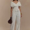 Top Denim con hombros al aire Rayne – Blanco Top Denim con hombros al aire Rayne – Blanco
