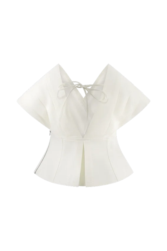 Top Denim con hombros al aire Rayne – Blanco Top Denim con hombros al aire Rayne – Blanco