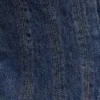 Top Denim de manga corta Loretta – Azul oscuro lavado