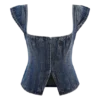 Top Denim de manga corta Loretta – Azul oscuro lavado