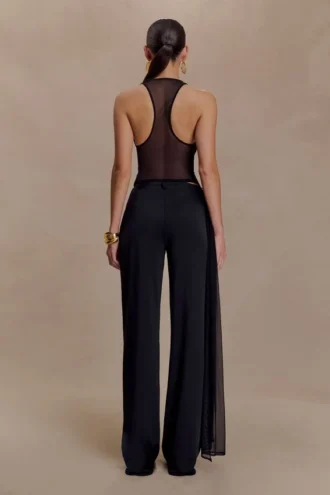 Pantalones anchos fruncidos Aspyn Slinky – Negro