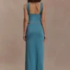 Falda maxi fruncida y fluida Erina con detalles metálicos – Verde azulado Falda maxi fruncida y fluida Erina con detalles metálicos – Verde azulado