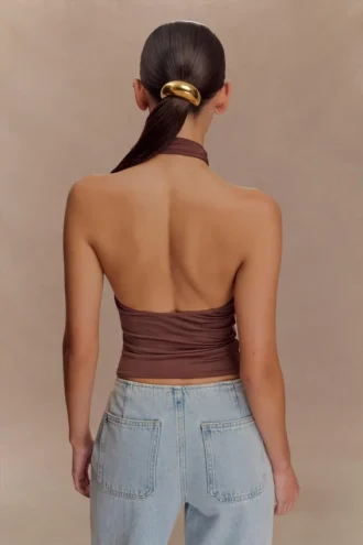 Top halter ajustado Mariposa – Chocolate