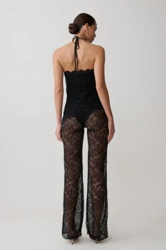 Pantalones de encaje de pierna ancha Theodosia – Negro Pantalones de encaje de pierna ancha Theodosia – Negro
