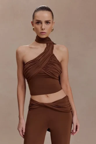Top halter asimétrico Lydia Slinky – Chocolate