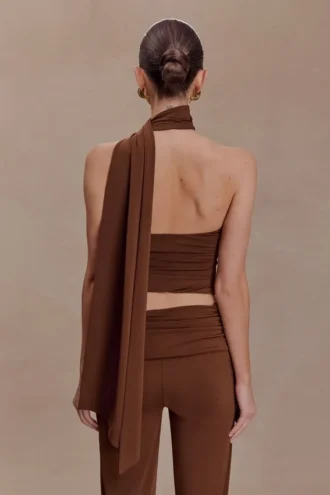 Top halter asimétrico Lydia Slinky – Chocolate
