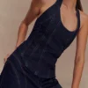 Top halter con corsé de Denim Meadow – Azul índigo Top halter con corsé de Denim Meadow – Azul índigo