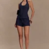 Top halter con corsé de Denim Meadow – Azul índigo Top halter con corsé de Denim Meadow – Azul índigo