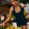 Top halter con corsé de Denim Meadow – Azul índigo Top halter con corsé de Denim Meadow – Azul índigo